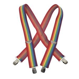 Vintage Pelican Suspenders Rainbow LGBTQ Pride Clip On One Size